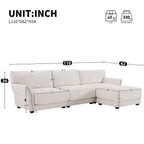 110' Modular Sectional Sofa, L-Shape with Extra-Wide Seat Cushion, USB