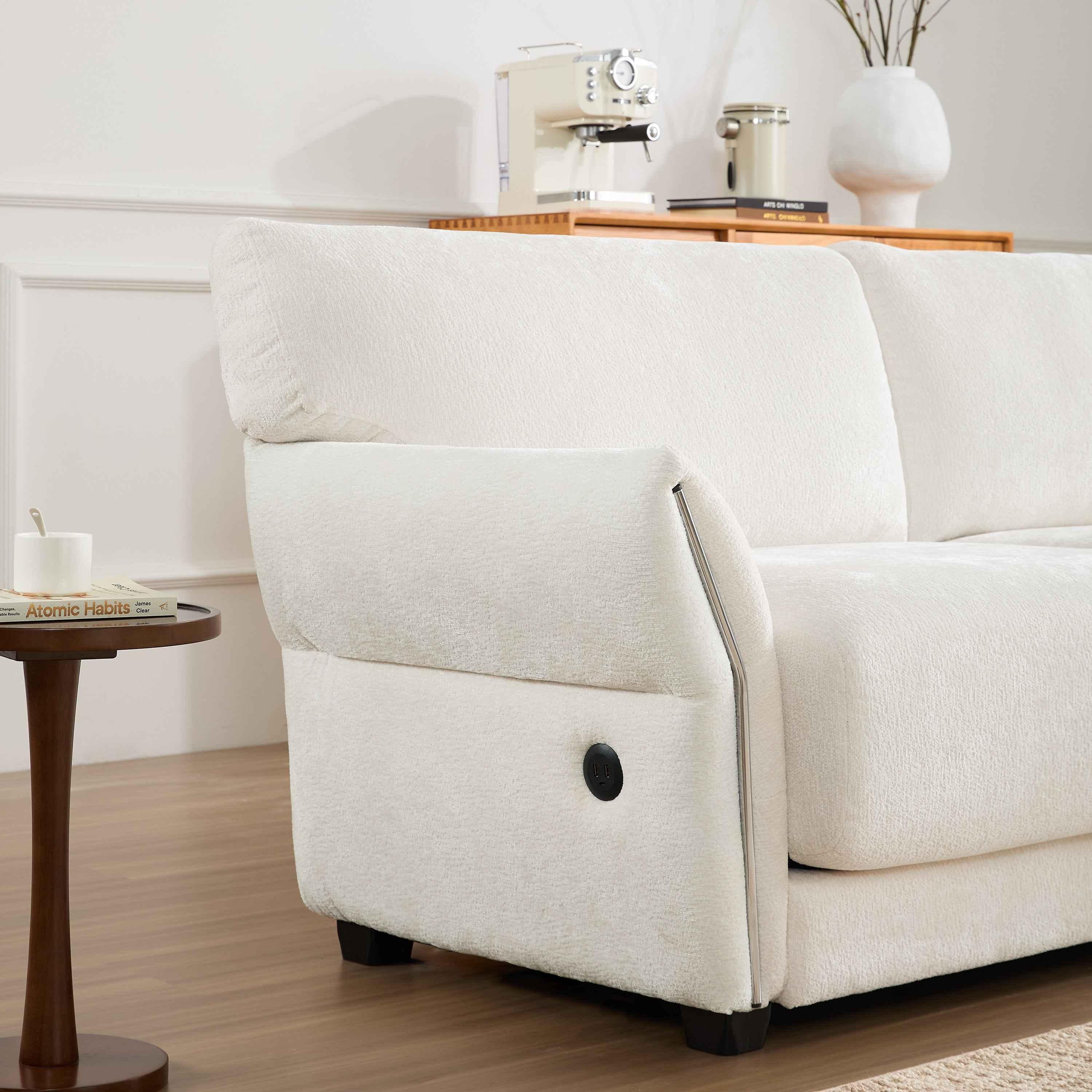 110' Modular Sectional Sofa, L-Shape with Extra-Wide Seat Cushion, USB