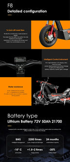 HEZZO-F8 Electric Scooter - 8000W Power, Max Speed 100 Km/h