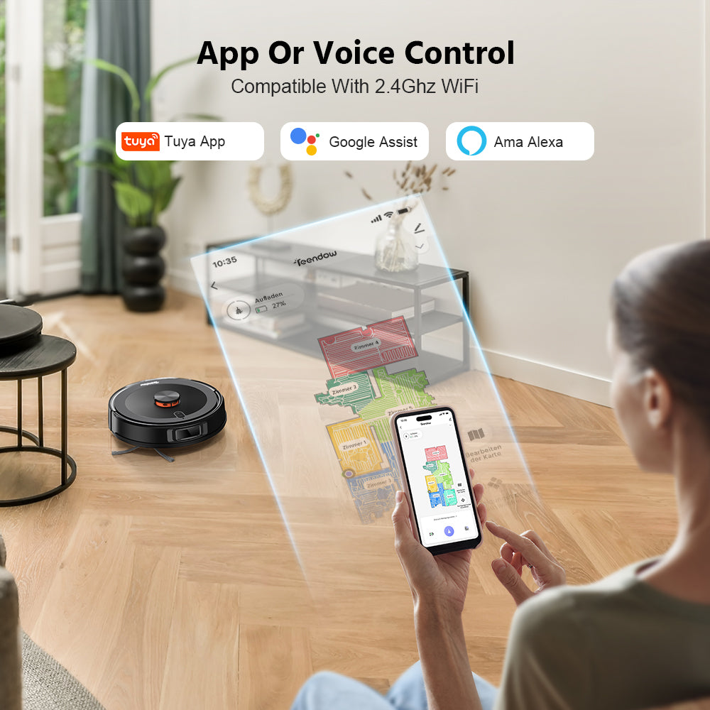 Teendow D10S MAX, Robot Vacuum Cleaner with Self-Emptying Dustbin and Mopping Function
