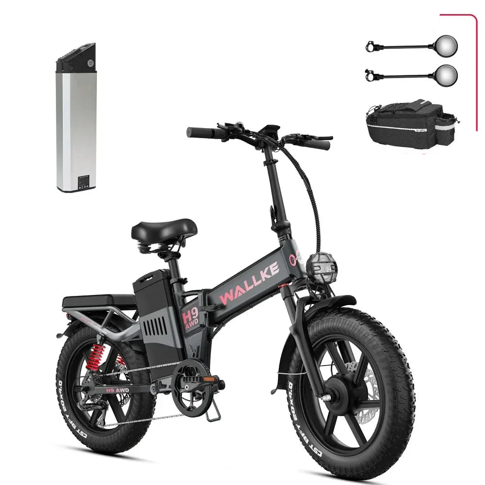 Wallke H9 AWD E-Bike Foldable 2000W Dual Motor