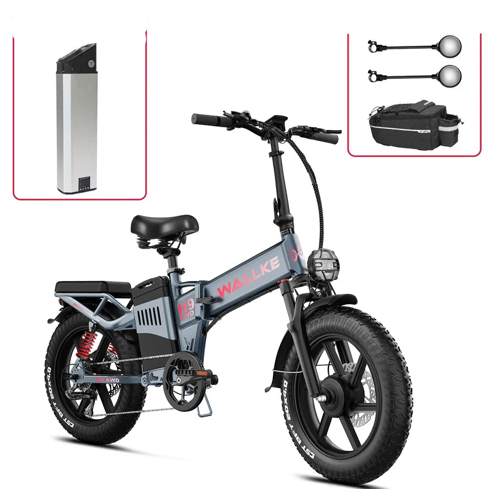 Wallke H9 AWD E-Bike Foldable 2000W Dual Motor