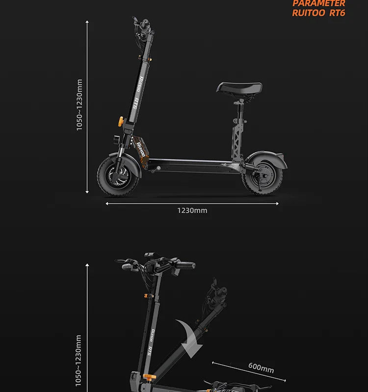 RT6 1000W Electric Scooter - 48V, 40-50km Range
