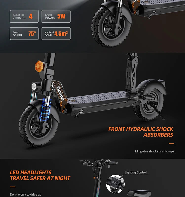 RT6 1000W Electric Scooter - 48V, 40-50km Range