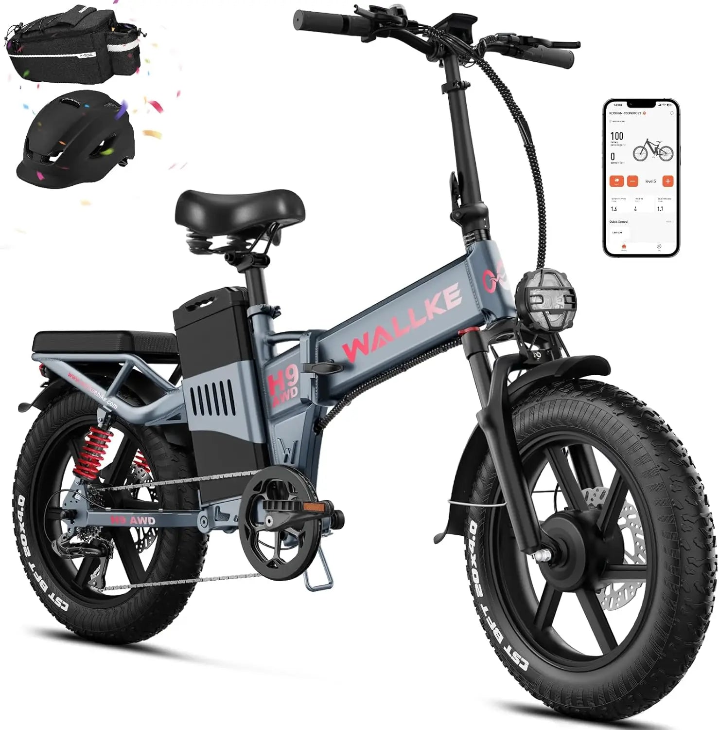 Wallke H9 AWD E-Bike Foldable 2000W Dual Motor