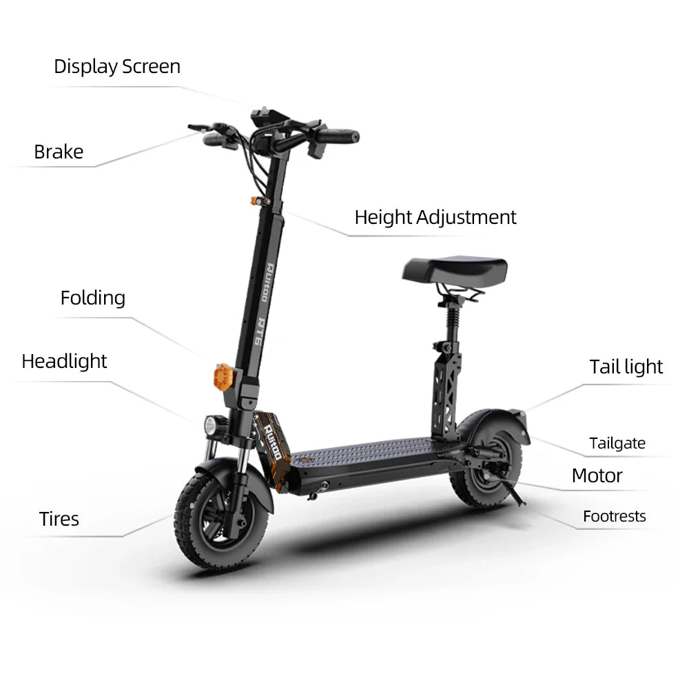 RT6 1000W Electric Scooter - 48V, 40-50km Range