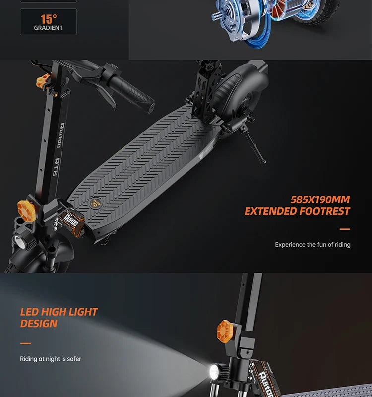 RT6 1000W Electric Scooter - 48V, 40-50km Range