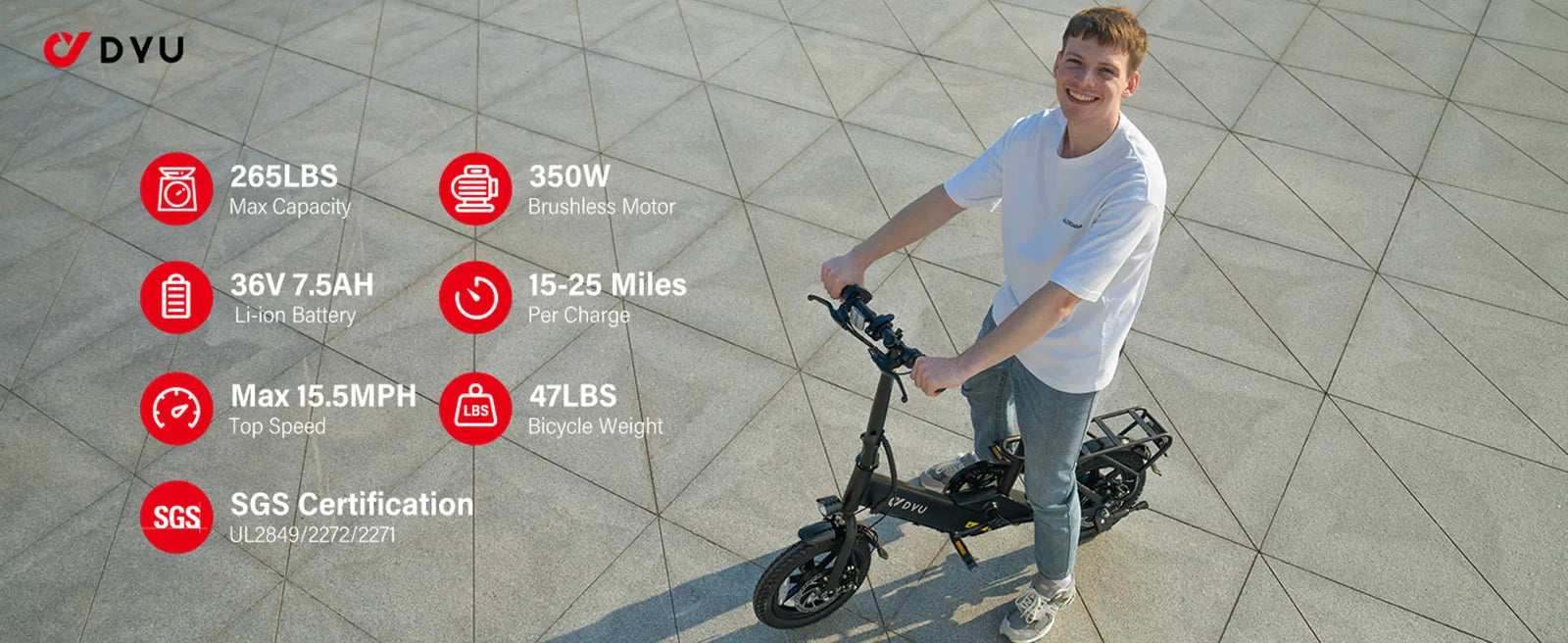 DYU-C3 Folding Electric Bike - Compact Aluminum Design