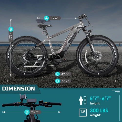 52V 750W Adult eBike - 17AH Battery, Top Speed 20 MPH