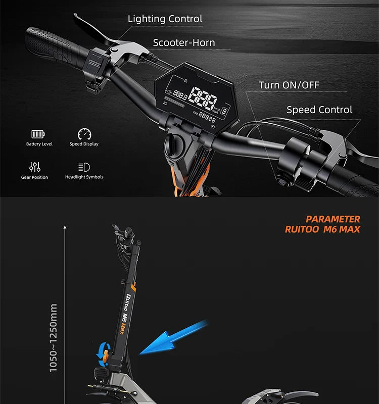 M6 Max Dual Motor Scooter - 5600W, 60V, Fast Charging