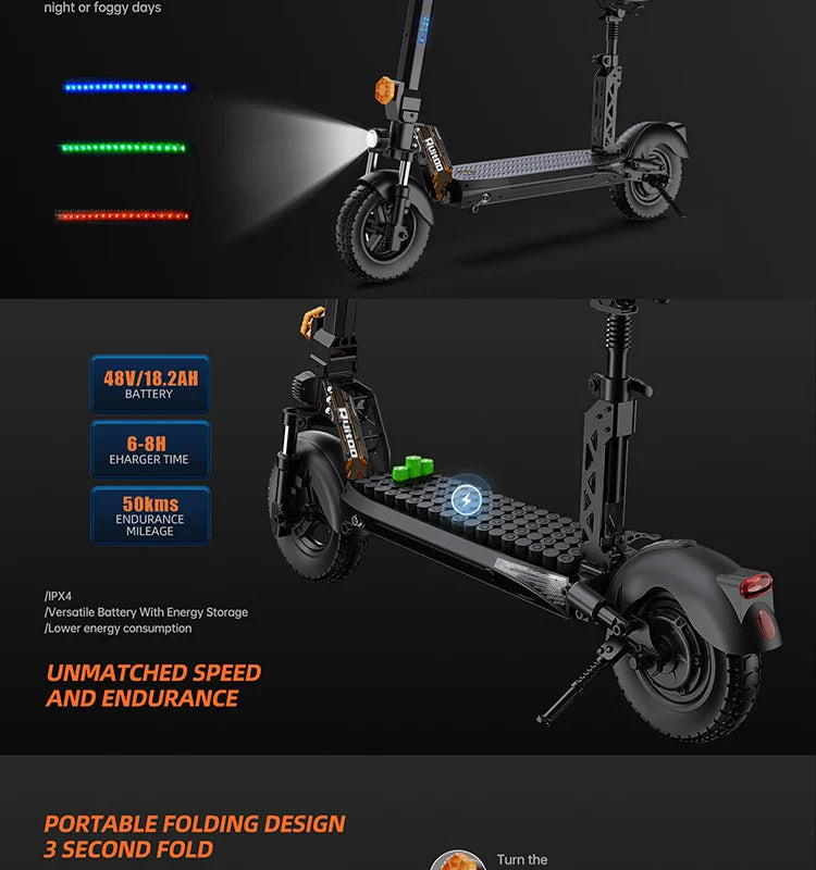 RT6 1000W Electric Scooter - 48V, 40-50km Range