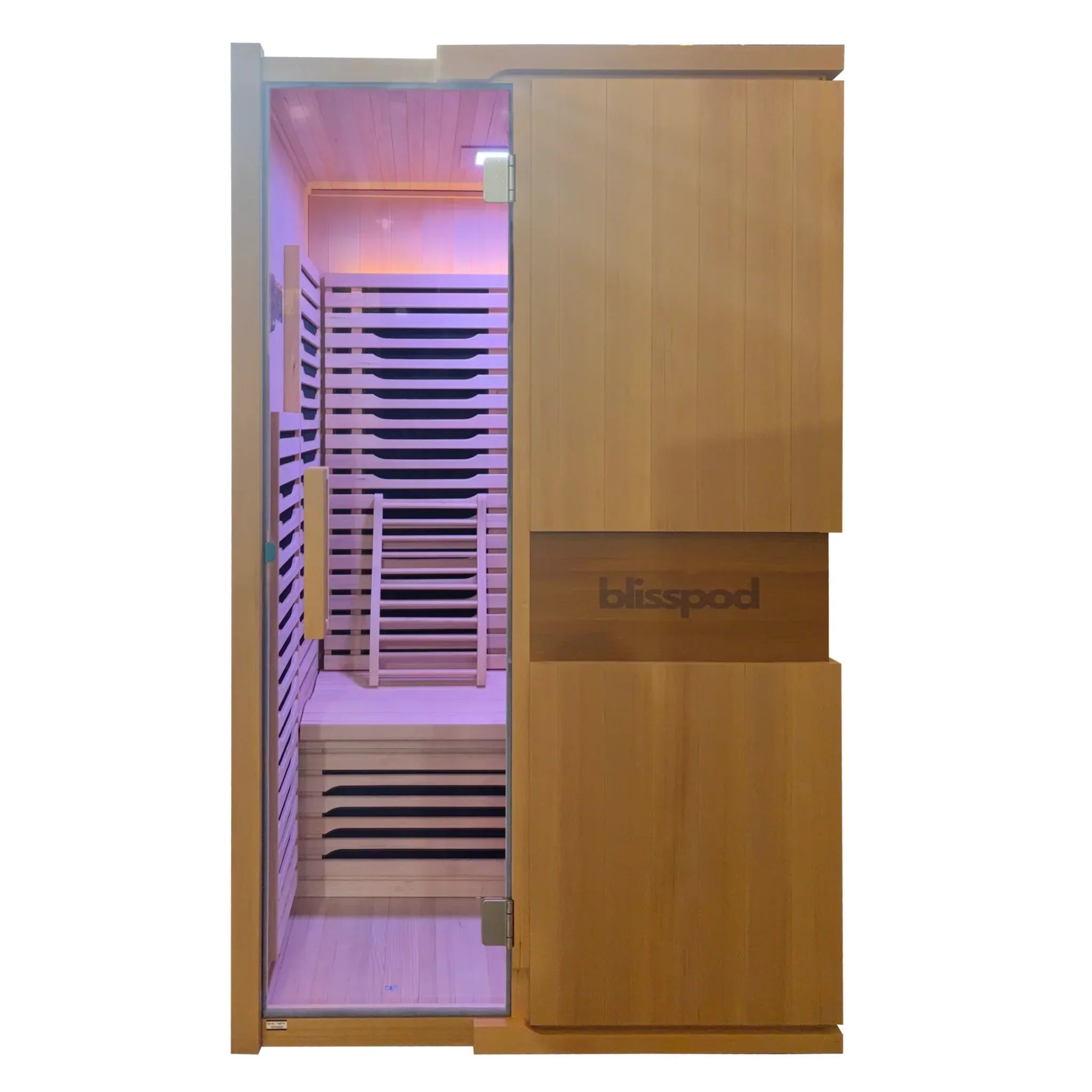 Blisspod | Milano | Full Spectrum Sauna Canadian Hemlock Ultra Low EMF | 6 Far Infrared & Red Glass Heater & Chromotherapy | 2 Person