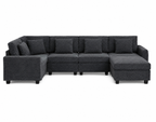 128*67" U Shaped Sectional Sofa,6 Seat Chenille Couch Set with