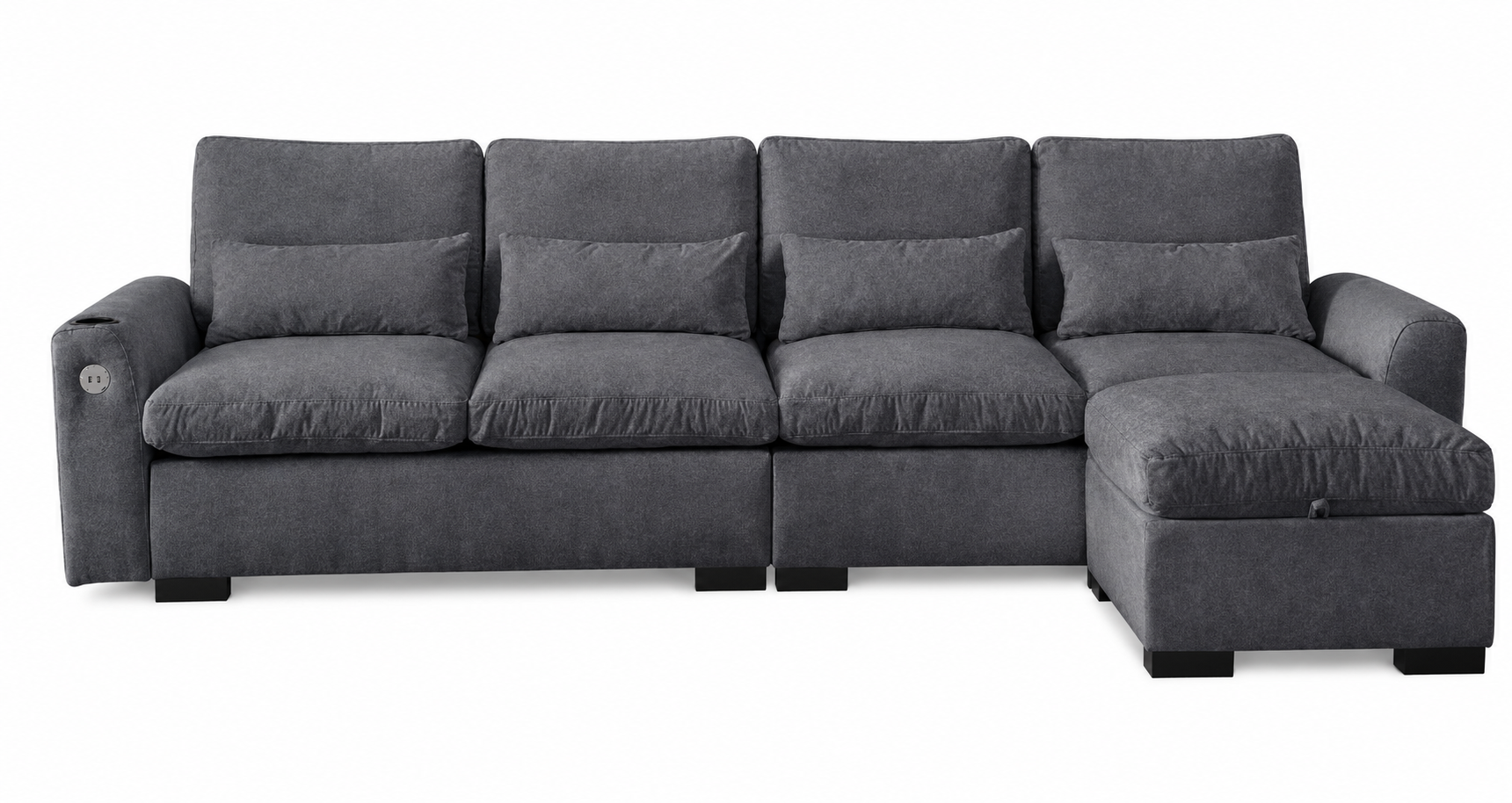 114.5"Modern Modular L Shaped Chenille Sofa Couch Reversible Ottoman