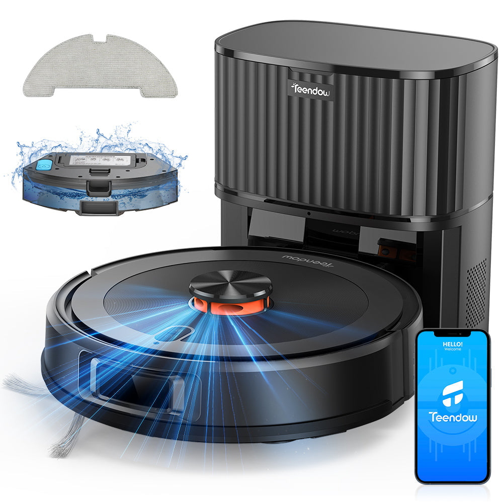 Teendow D10S MAX, Robot Vacuum Cleaner with Self-Emptying Dustbin and Mopping Function
