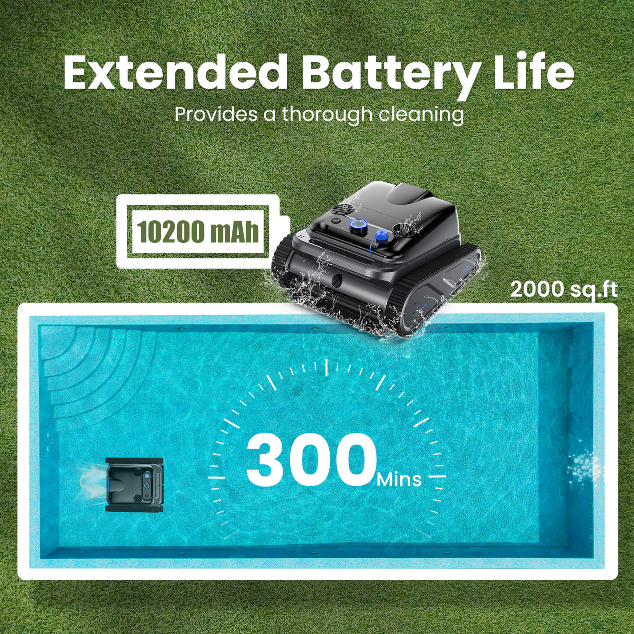 Heavy-Duty Cordless Wall Climbing Robotic Pool Vacuum Cleaner
